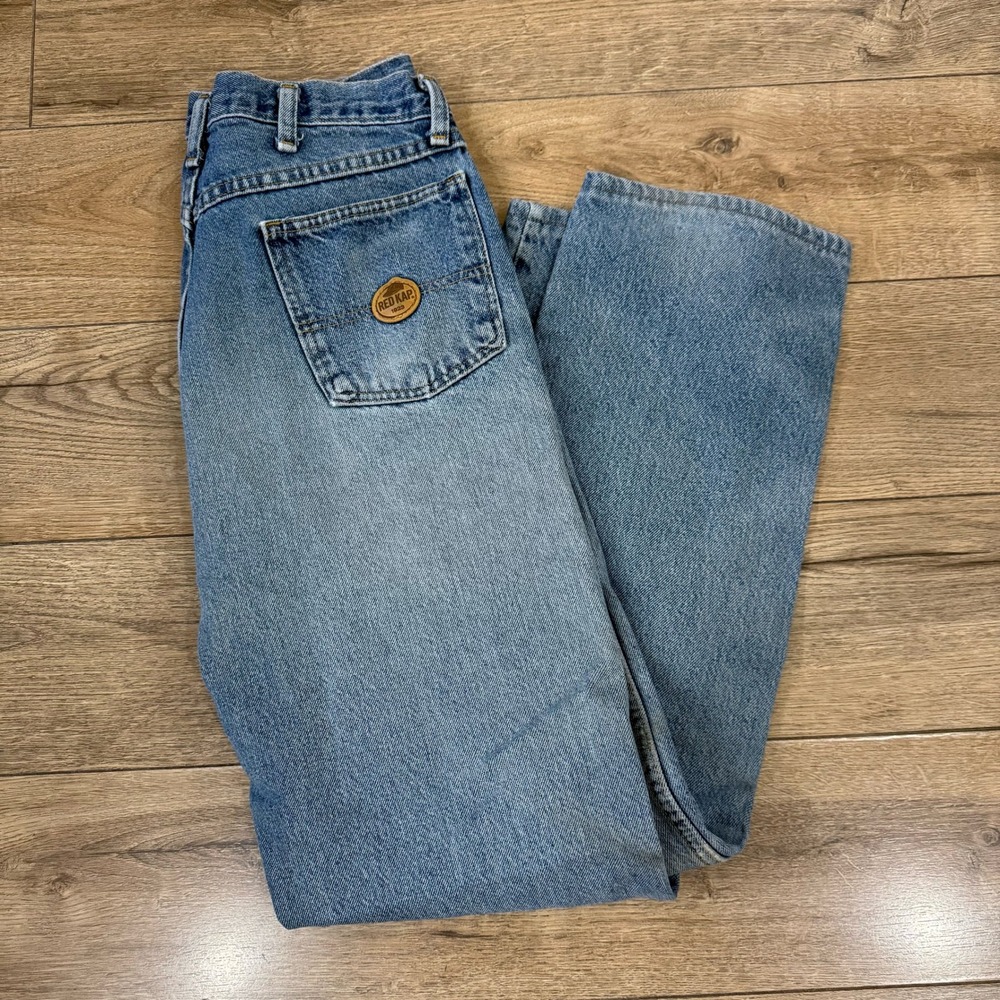 Red Kap Mens Distressed Denim Jeans Workwear Casual Rips Blue Size 33x37‎
